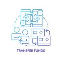 Money transfer blue gradient concept icon. Digital wallet. Online payments. Mobile banking advantage abstract idea thin line illustration. Isolated outline drawing. Myriad Pro-Bold font used vector