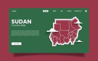 página de destino: mapa vectorial del país de Sudán, ilustración muy detallada con borde de área. Sudán es un país de África. vector