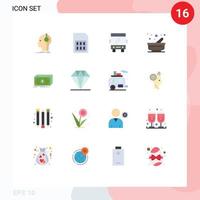 16 Creative Icons Modern Signs and Symbols of pestle kitchen sim cooking transport Editable Pack of Creative Vector Design Elements
