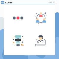 Group of 4 Modern Flat Icons Set for chat face sign mlm cap Editable Vector Design Elements