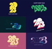 Big Collection of 2023 Happy New Year symbols Cover of business diary for 2023 with wishes vector