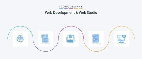 Web Development And Web Studio Blue 5 Icon Pack Including list. check. responsive. screen. computer vector