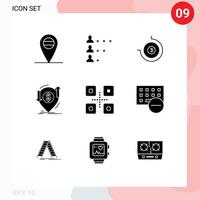 9 User Interface Solid Glyph Pack of modern Signs and Symbols of computers food and restaurant transaction food transfer Editable Vector Design Elements