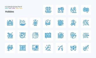 25 Hobbies Blue icon pack vector