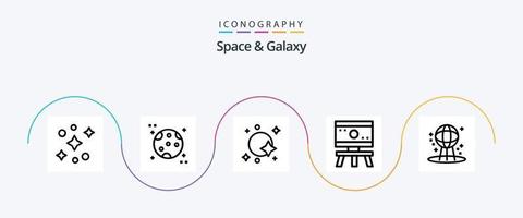 Space And Galaxy Line 5 Icon Pack Including space. astronomy. satellite. space. board vector