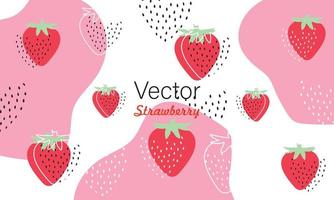 conjunto de banner de fruta de verano stawberry vector