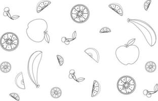 Doodle fruits. Natural tropical fruit, doodles citrus orange and vitamin lemon vector