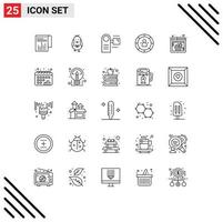 Stock Vector Icon Pack of 25 Line Signs and Symbols for person efficiency camcorder data equipment Editable Vector Design Elements