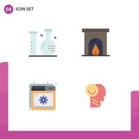 Group of 4 Flat Icons Signs and Symbols for disease optimization health summer setting Editable Vector Design Elements