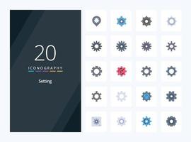 20 Setting Flat Color icon for presentation vector