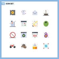 conjunto de 16 iconos de interfaz de usuario modernos signos de símbolos para y barco de vela comercial paquete editable de elementos creativos de diseño de vectores