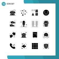 16 Universal Solid Glyphs Set for Web and Mobile Applications clothing monster browser horror evil Editable Vector Design Elements