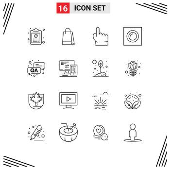 16 Outline concept for Websites Mobile and Apps answer light buy lamp touch Editable Vector Design Elements