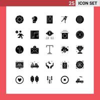 Pack of 25 creative Solid Glyphs of baking room book key reading Editable Vector Design Elements