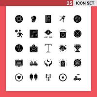 Pack of 25 creative Solid Glyphs of baking room book key reading Editable Vector Design Elements