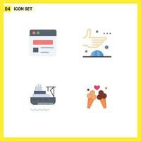 Modern Set of 4 Flat Icons Pictograph of business boat agreement handshake construction Editable Vector Design Elements