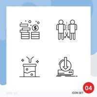 4 Creative Icons Modern Signs and Symbols of asset big data and science concept coins mind data filtering Editable Vector Design Elements