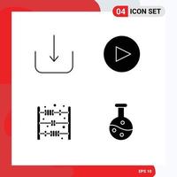 conjunto moderno de 4 pictogramas de glifos sólidos de descarga experimento círculo bebé capa 1 elementos de diseño vectorial editables vector