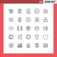 paquete de iconos de vector de stock de 25 signos y símbolos de línea para transformar elementos de diseño de vector editables de luna de tiempo de correo electrónico