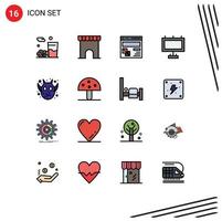 16 Creative Icons Modern Signs and Symbols of face street browser board webpage Editable Creative Vector Design Elements