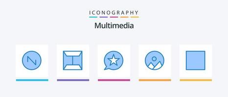 paquete de iconos multimedia azul 5 que incluye reproductor. medios de comunicación. mensaje. control. naturaleza. diseño de iconos creativos vector