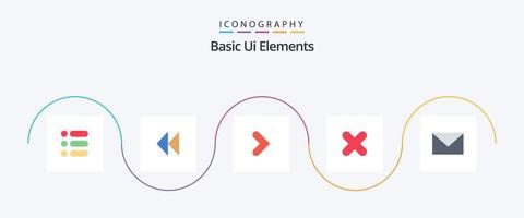 Basic Ui Elements Flat 5 Icon Pack Including massege. cross. arrow. close. delete vector