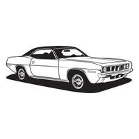 ilustración de vector de coche de vista en blanco y negro para diseño conceptual