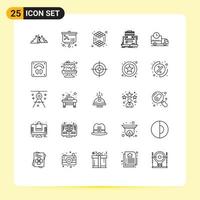 Modern Set of 25 Lines Pictograph of logistics online market cube data marketplace Editable Vector Design Elements