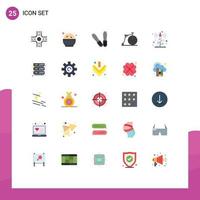 Modern Set of 25 Flat Colors Pictograph of gear server transport database radio Editable Vector Design Elements