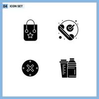 Pictogram Set of 4 Simple Solid Glyphs of handbag close journey ok delete Editable Vector Design Elements