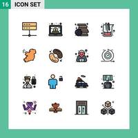 Editable Vector Line Pack of 16 Simple Flat Color Filled Lines of science chemistry management toys party Editable Creative Vector Design Elements