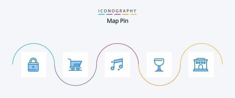 mapa pin azul 5 paquete de iconos que incluye. sonar. casa. edificio vector