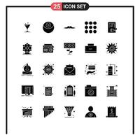 25 Universal Solid Glyph Signs Symbols of stations charging movember car pattern Editable Vector Design Elements