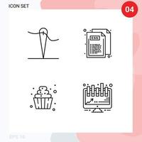 Set of 4 Modern UI Icons Symbols Signs for handmade soft serve code style analytics Editable Vector Design Elements