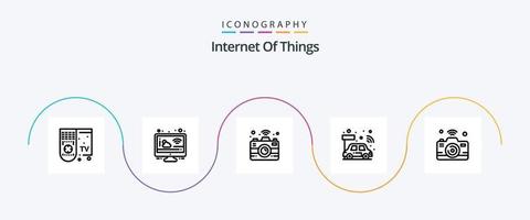 Internet de las cosas paquete de iconos de la línea 5 que incluye Internet. cámara. cámara. inteligente. UPC vector