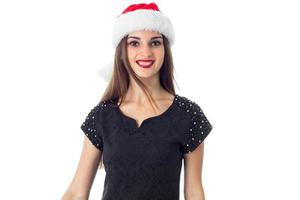 attractive girl in santa hat photo