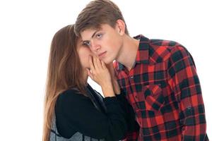 stylish couple in love in studio photo