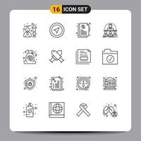 Set of 16 Modern UI Icons Symbols Signs for money bag investment mentor course Editable Vector Design Elements