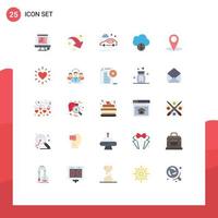 Pictogram Set of 25 Simple Flat Colors of heart map car location data Editable Vector Design Elements