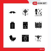 Set of 9 Modern UI Icons Symbols Signs for analytics powder patrick fresh party Editable Vector Design Elements