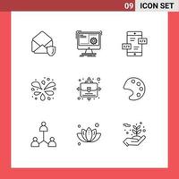 User Interface Pack of 9 Basic Outlines of opportunity garden progress park mobile Editable Vector Design Elements