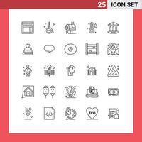 Modern Set of 25 Lines and symbols such as internet temperature jewelry rain mailbox Editable Vector Design Elements