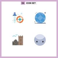 4 Thematic Vector Flat Icons and Editable Symbols of color picker brick pipette online greatness Editable Vector Design Elements