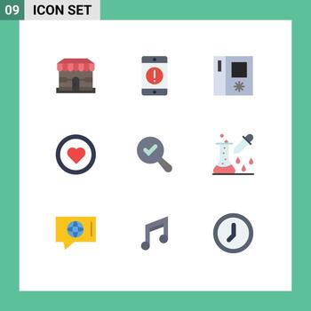 Group of 9 Flat Colors Signs and Symbols for search user phone love interface Editable Vector Design Elements