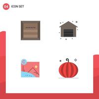 paquete de 4 iconos planos creativos de elementos de diseño de vectores editables con derechos de autor de caja de negocios e compras