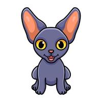 lindo, peterbald, gato, caricatura, sentado vector