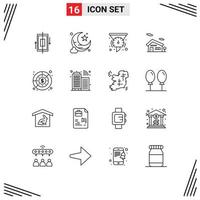 Modern Set of 16 Outlines and symbols such as expenditure house filter home performance Editable Vector Design Elements