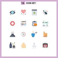 conjunto de 16 iconos de interfaz de usuario modernos símbolos signos para salvavidas ayuda éxito canción de amor paquete editable de elementos creativos de diseño de vectores