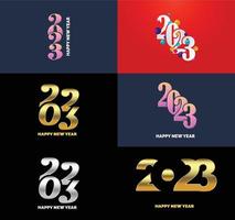 Big Collection of 2023 Happy New Year symbols Cover of business diary for 2023 with wishes vector