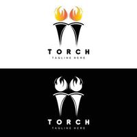 logotipo de antorcha, diseño de fuego, logotipo de carta, icono de marca de producto vector